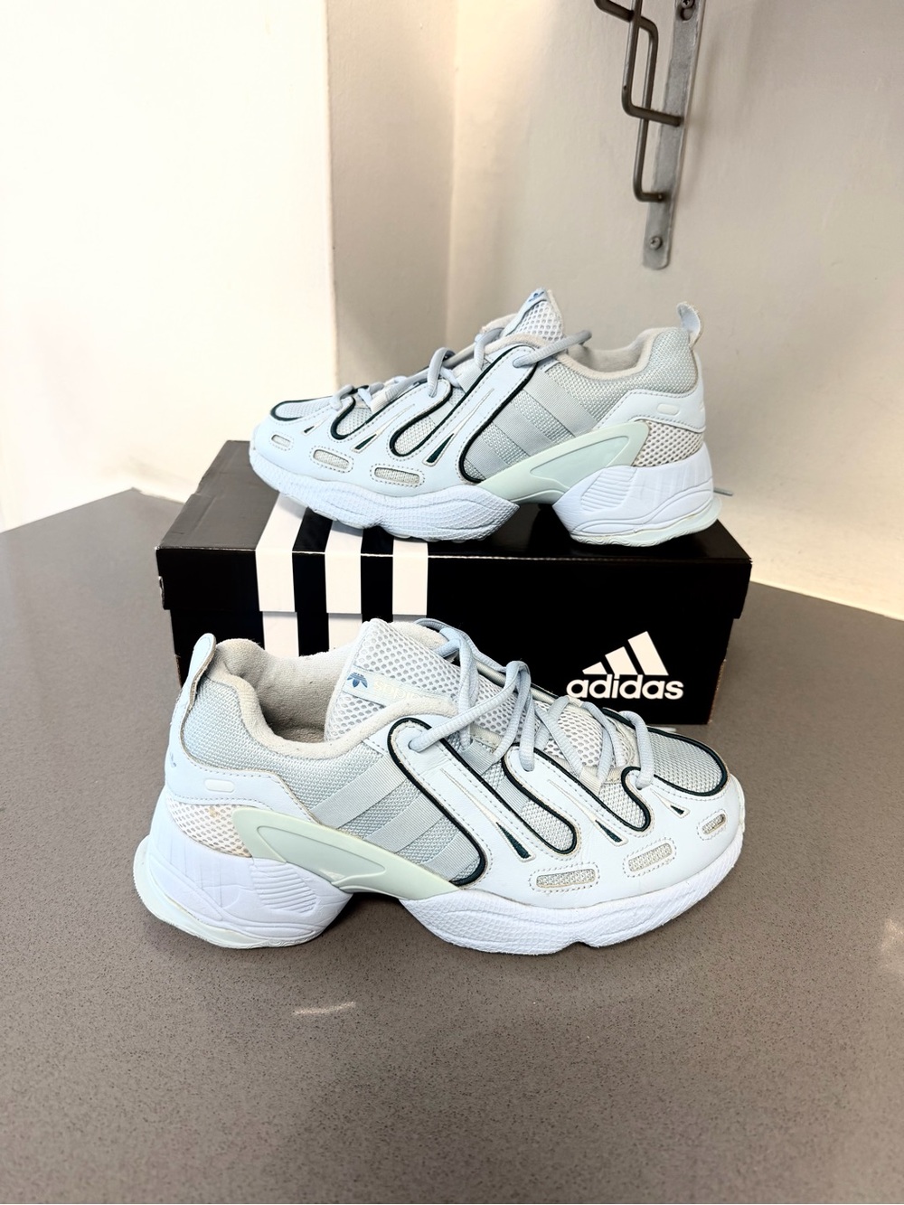 adidas Gazelle EQT Women's Athletic Sneakers low top leather light blue size 7